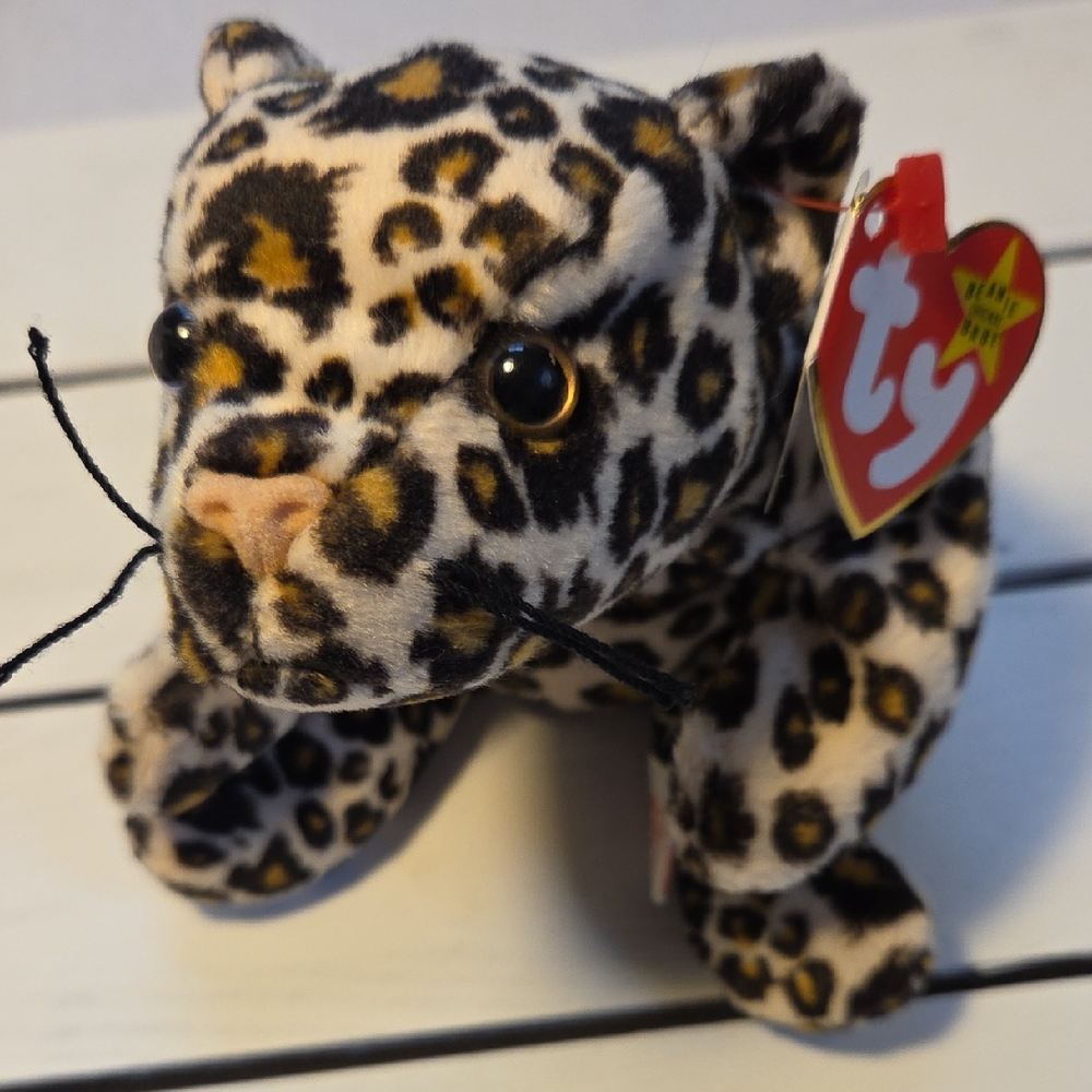 Ty Leopard Print Plush - Black, Cream, Gold Spots